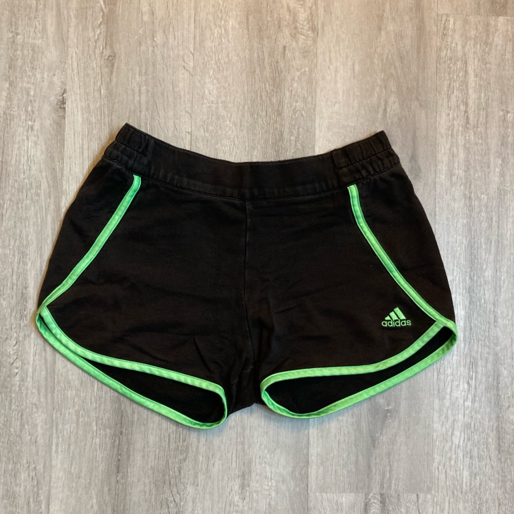Adidas Neon Green and Black Gym Shorts Small